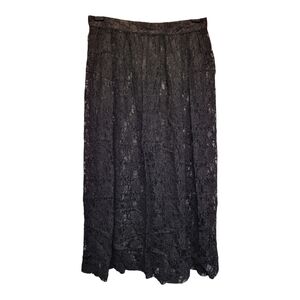Chic Black Lace Midi Skirt - Size M